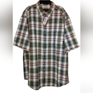 Timberland | 100% Cotton Green/Red/Blue Plaid Button Short Sleeve Shirt | Large